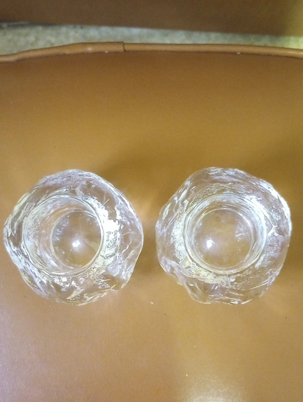 Vintage Heavy Glass Votive Candle Holder Set